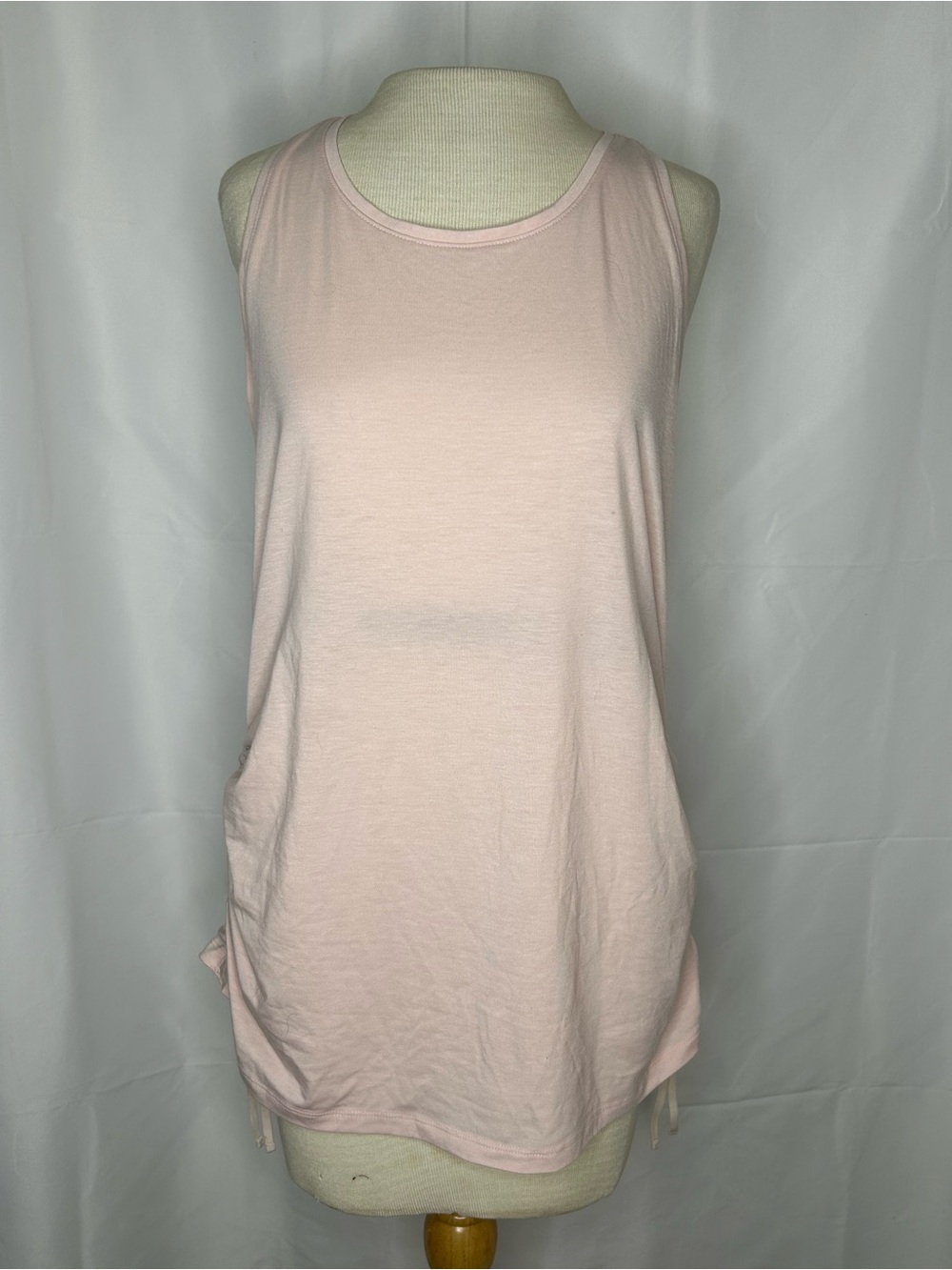 Athleta Women’s Light Pink Racerback Tank Top Side Ruched Adjustable Size Large